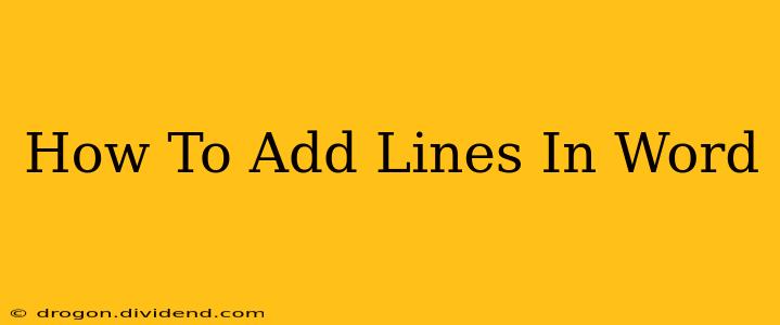 How To Add Lines In Word