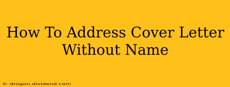 How To Address Cover Letter Without Name