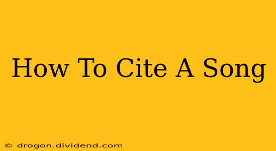 How To Cite A Song