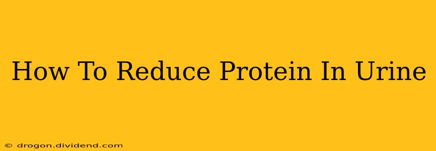 How To Reduce Protein In Urine